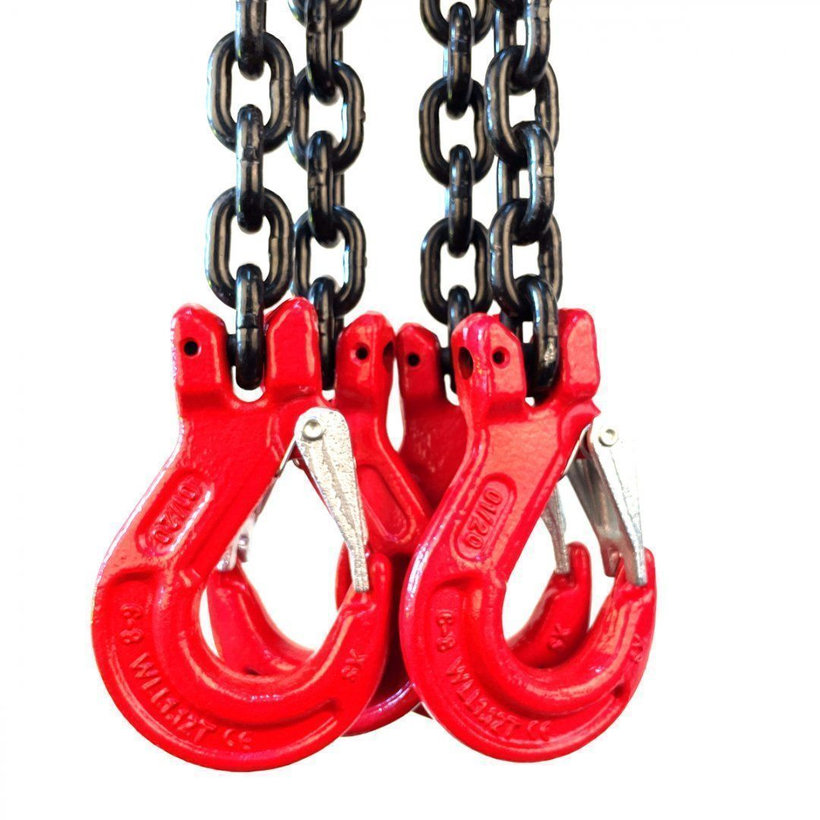 Láncos felfüggesztés szem-4 kampó 80 o. rövidítővel (2.5 m, 11200/8000 kg, 13 mm)