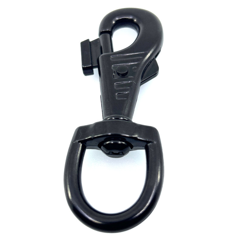 Forgó karabiner felülnyomással, fekete 88x20mm
