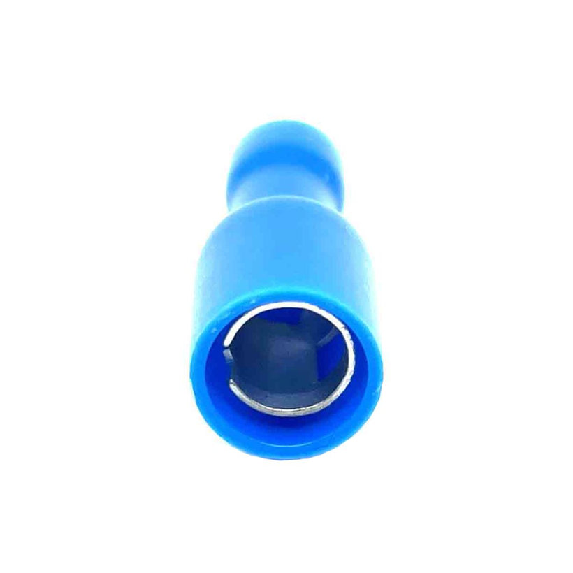 Szigetelt hengeres csatlakozó aljzat, elektrolitréz, kék 2,5mm²