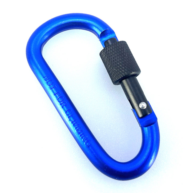 Alumínium karabiner biztosítékkal - kék