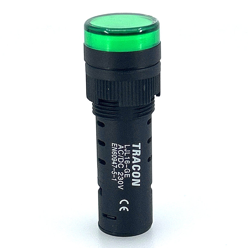 Zöld LED jelzőfény 16 mm