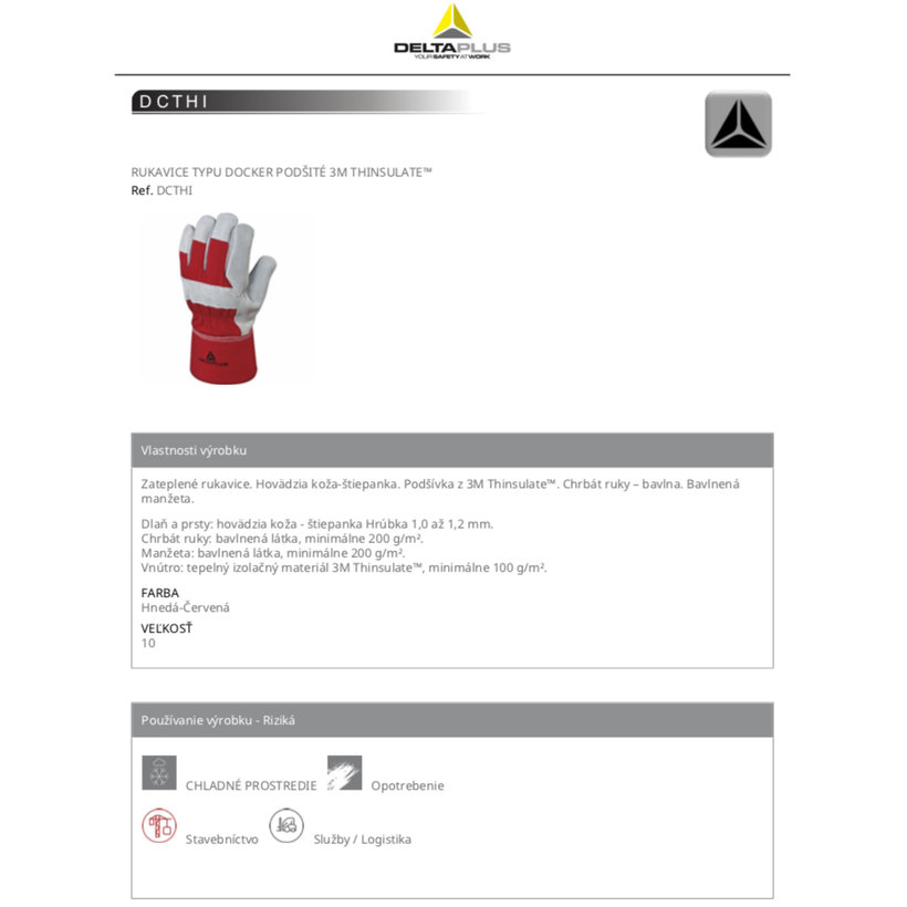 Szigetelt munkakesztyű DCTHI 10