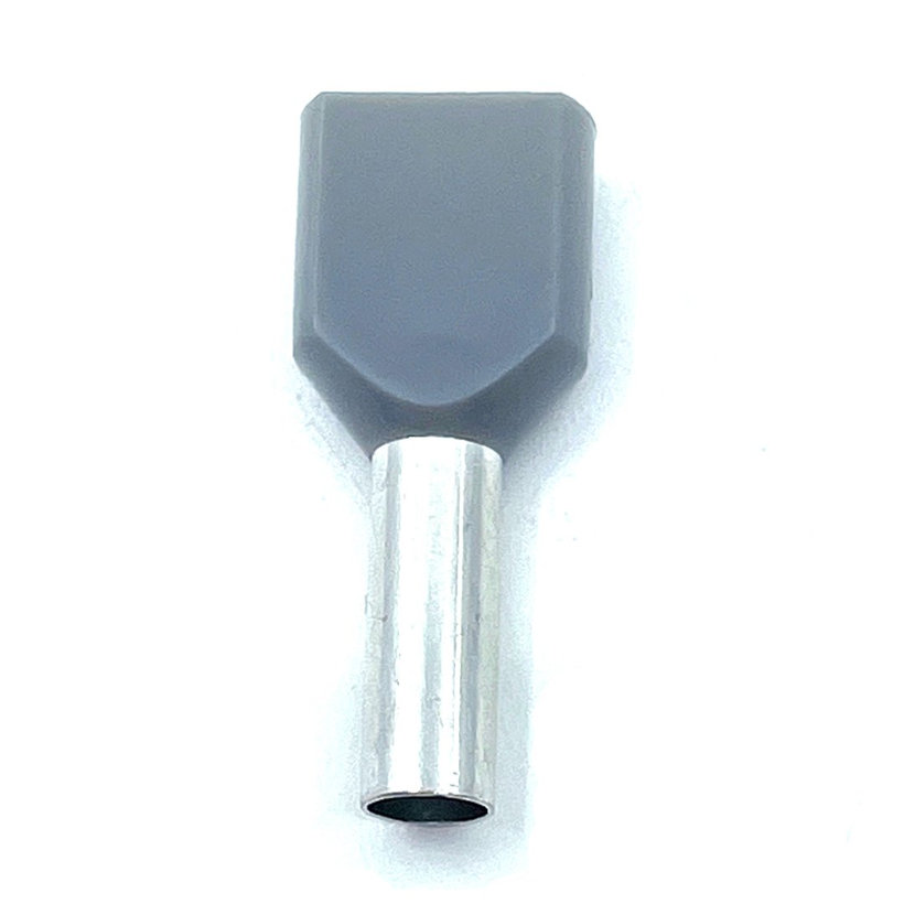 Szigetelt iker-érvéghüvely, ónoz. elektr.réz, szürke 4mm²