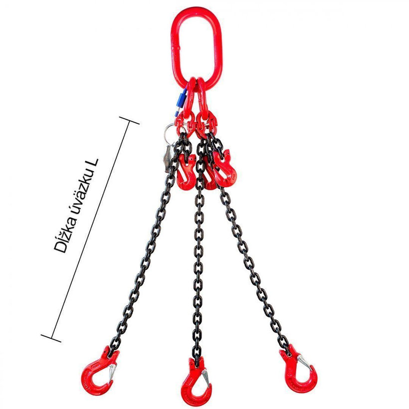 Láncos felfüggesztés szem-3 kampó 80 o. rövidítővel (2,5 m, 11200/8000 kg, 13 mm)