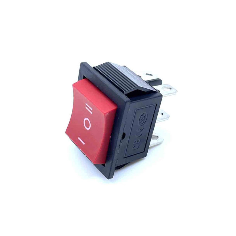 Készülékkapcsoló, háromállású, piros, I-0-II felirattal