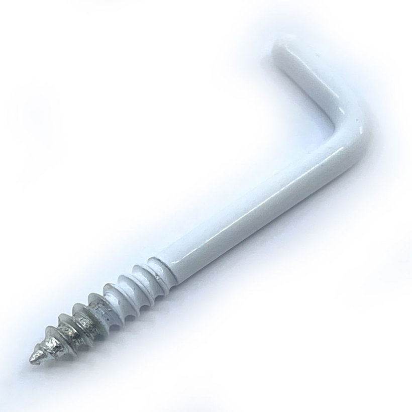 Csavaros kampó fehér lakk 30mm