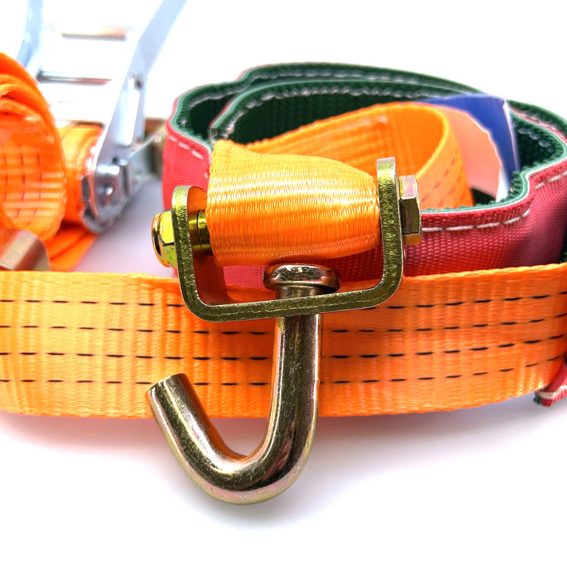 Kerékrögzítő heveder autómentőre, védőhuzattal 4T - 3,5 m + 3 forgó kampó