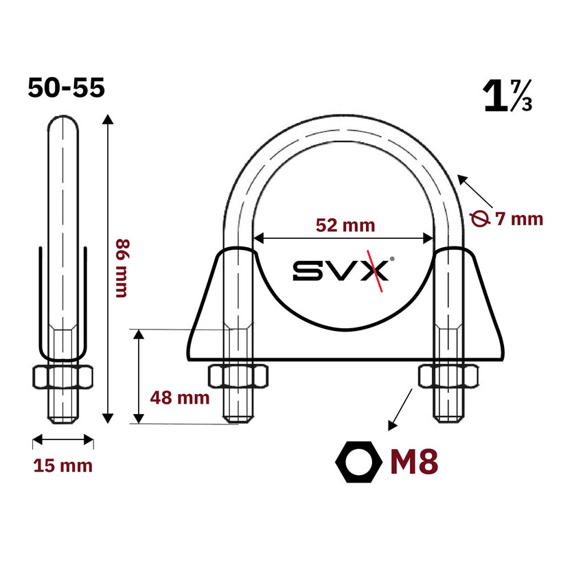Csőbilincs zn 50-55mm