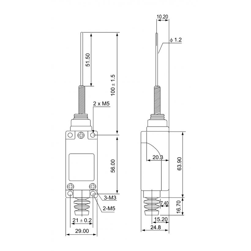 Helyzetkapcsoló, rugószáras (acél)