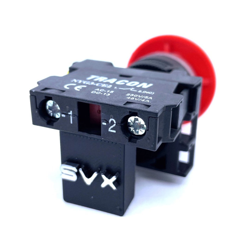 Gombafejű nyomógomb, piros