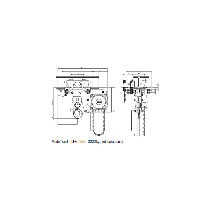 Kézi láncos csigasor Yalelift LHG - A kocsi 2000kg
