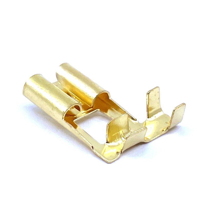 Szig.tlen rátolható csatl. hüvely, ónozott réz, rögz.csapos