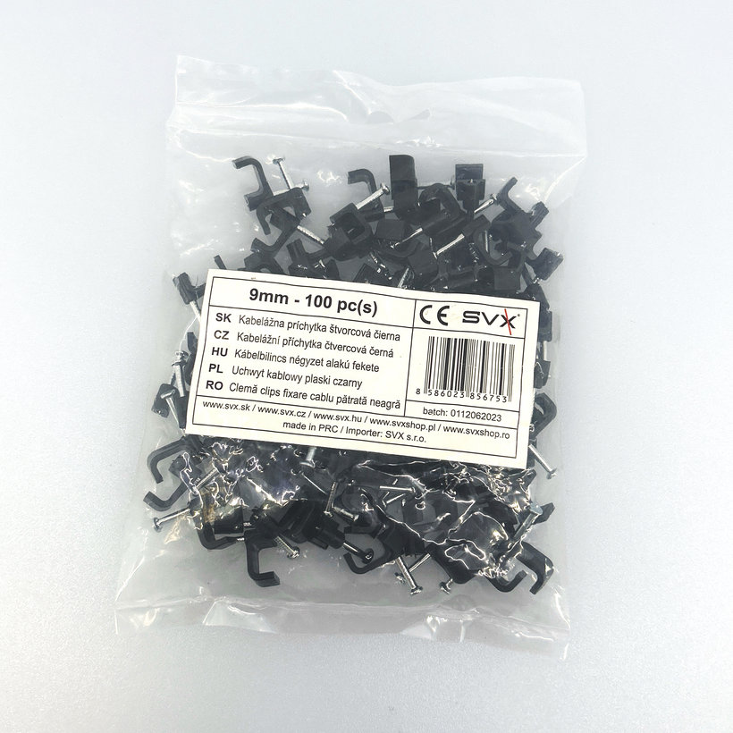 Kábelbilincs négyzet alakú fekete 10mm