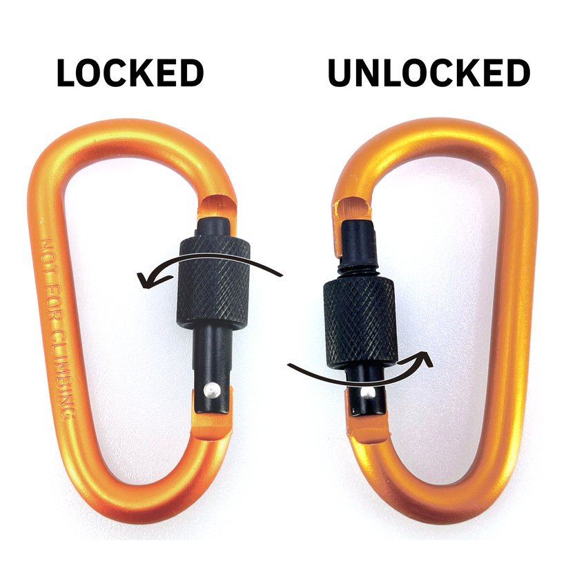 Alumínium karabiner biztosítékkal - narancs