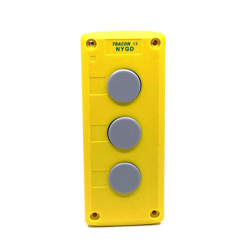 Összeállított tokozat nyomógombokhoz, sárga, 3-as