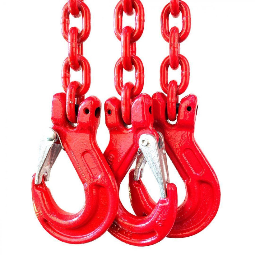 Láncos felfüggesztés szem-3 kampó 80 o. rövidítővel (2,5 m, 2360/1700 kg, 6 mm)