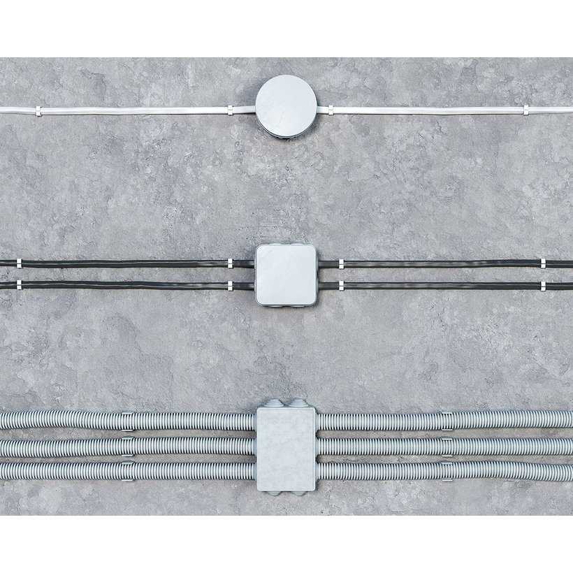 Rugalmas kötődoboz, falon kivüli, szürke 75x75x40mm