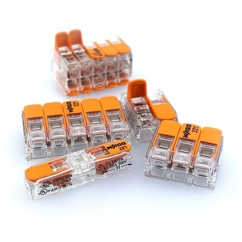 Csavarmentes, kétoldalas, egyenes összekötő – 2 vezetékhez, 221-2411