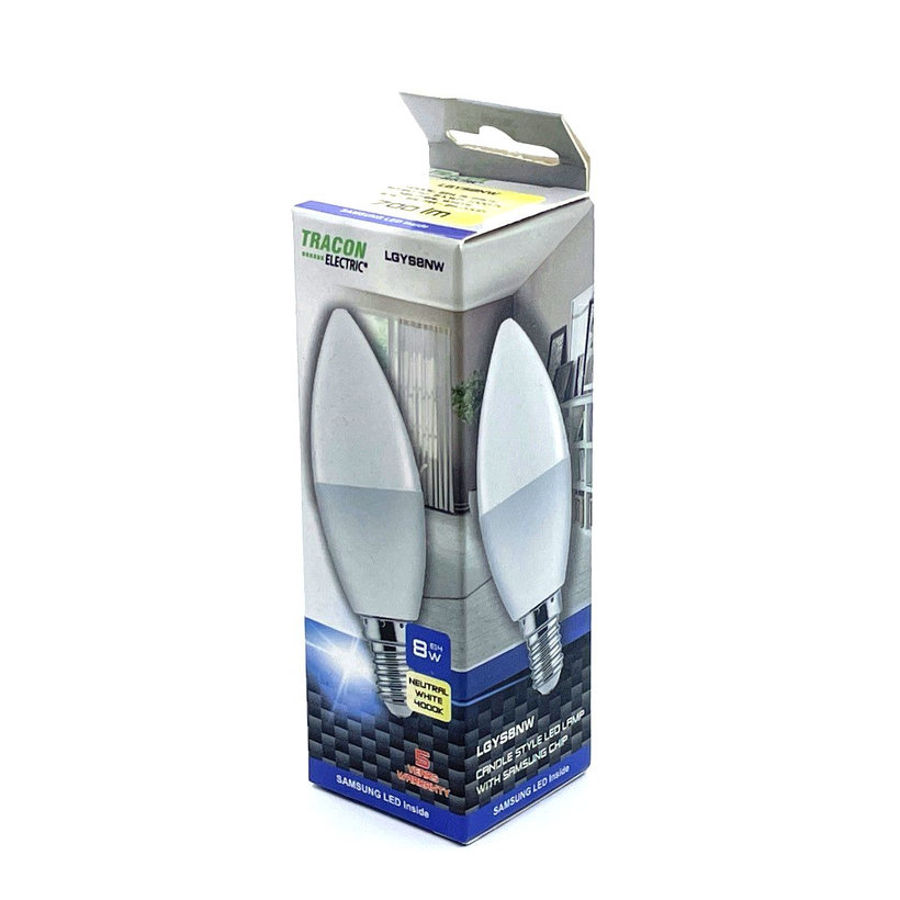 LED izzó gyertya E14 8W - semleges - chippel