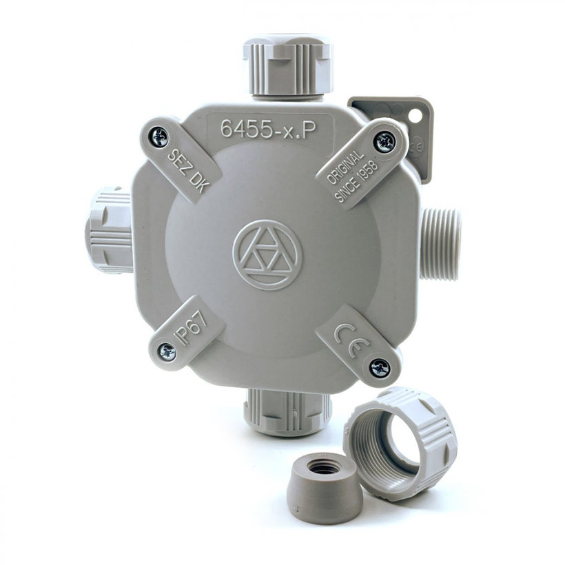 Elosztó doboz 6455-11P/2 szürke 122x122x44,6mm