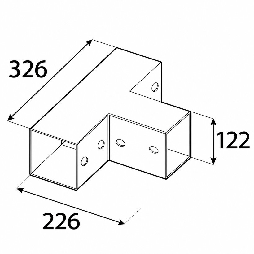 Négyzet alakú gerenda csatlakozó GPT 120 fekete 122x326x266 mm