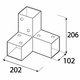 Négyzet alakú gerenda csatlakozó GPY 100 fekete 206x102x202 mm