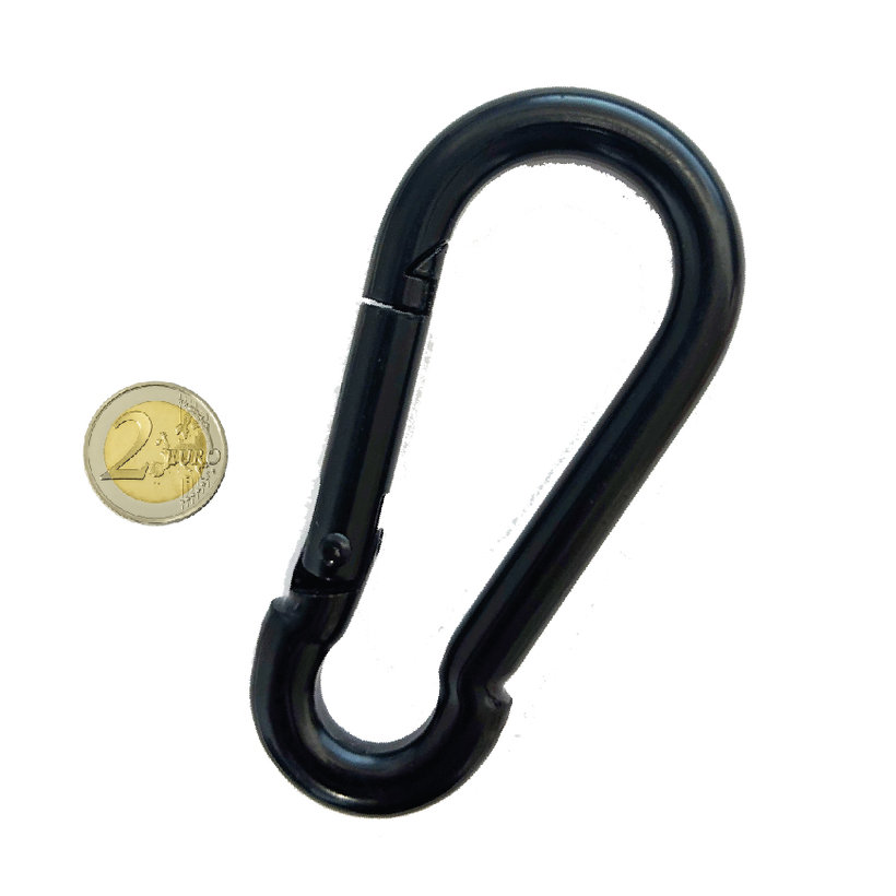 Tűzoltó karabiner DIN 5299C fekete 12mm