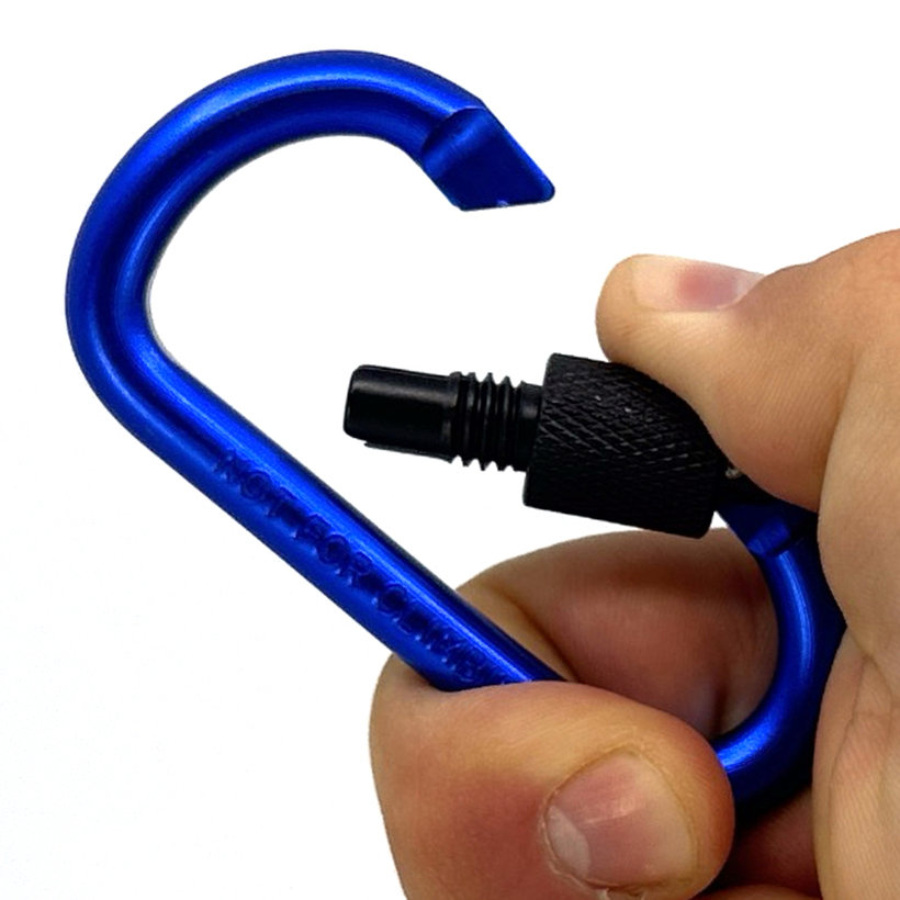Alumínium karabiner biztosítékkal - kék