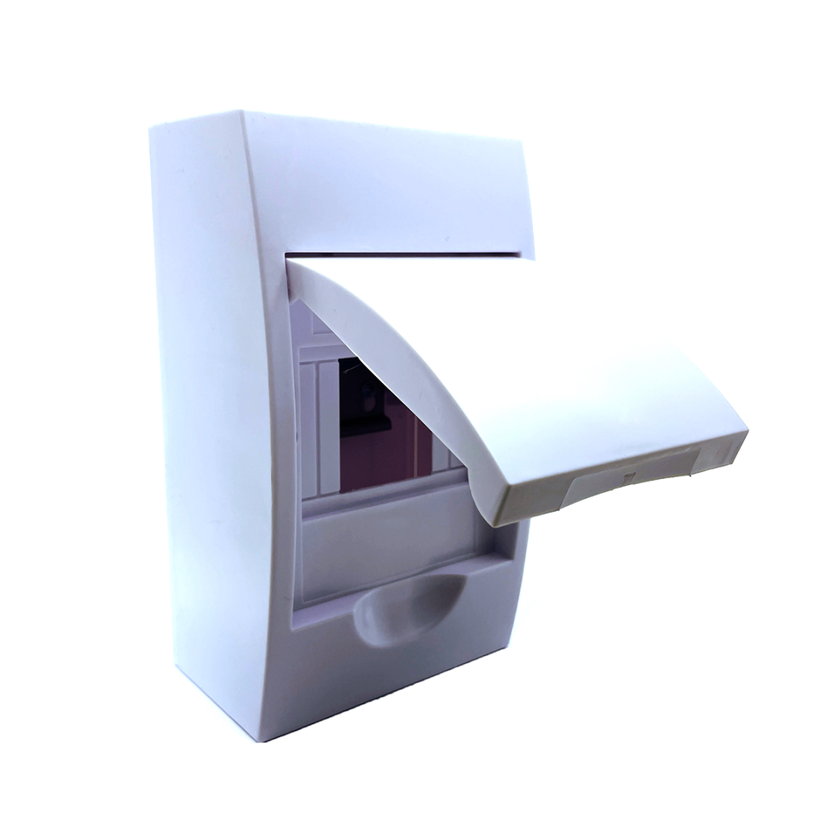 Falon kívüli elosztódoboz, fehér ajtóval, N/PE sínnel 110x200x70mm