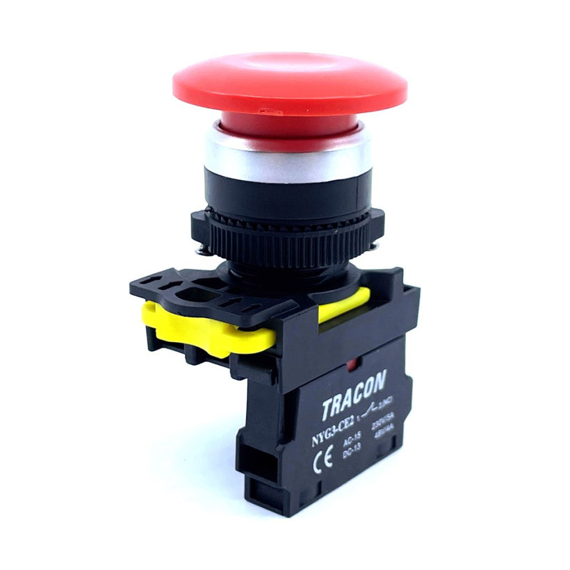 Gombafejű nyomógomb, piros