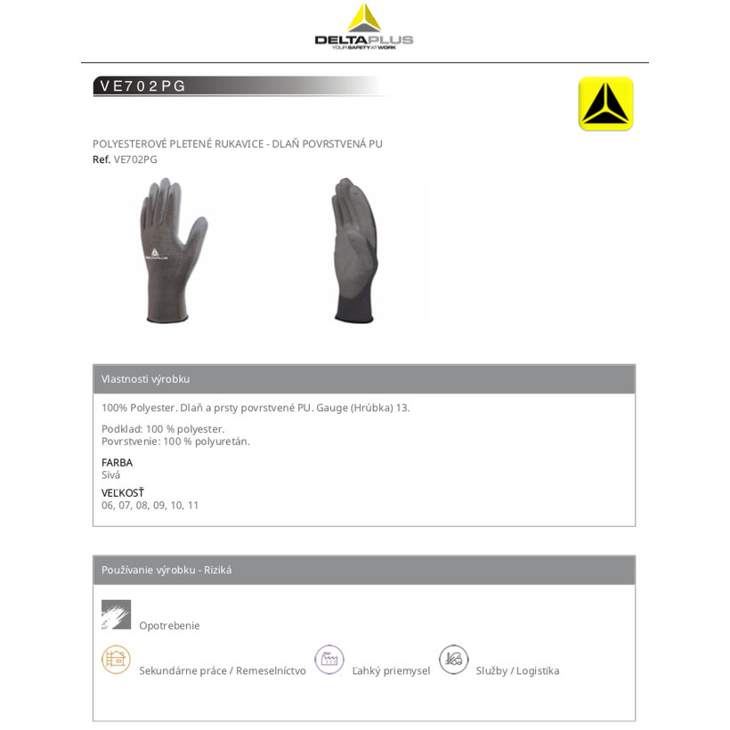 Munkakesztyű VE702PG 09