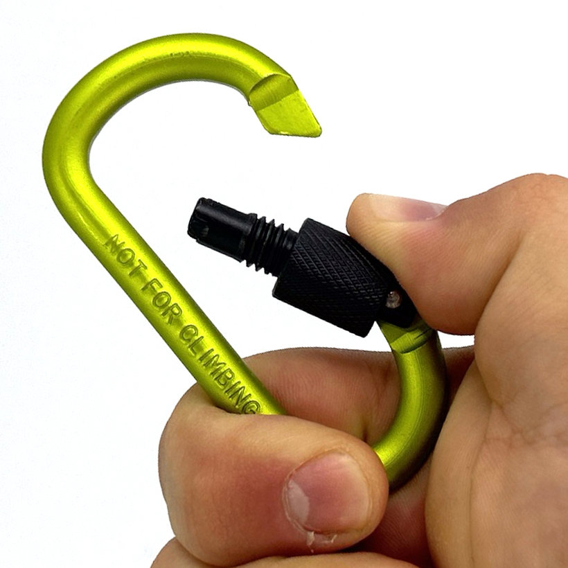 Alumínium karabiner biztosítékkal - zöld