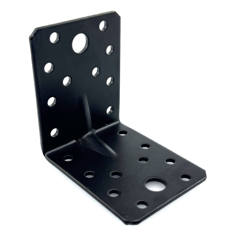 Erősített sarokösszekötő lemez formázással - fekete 10db 70x70x55x2,5mm