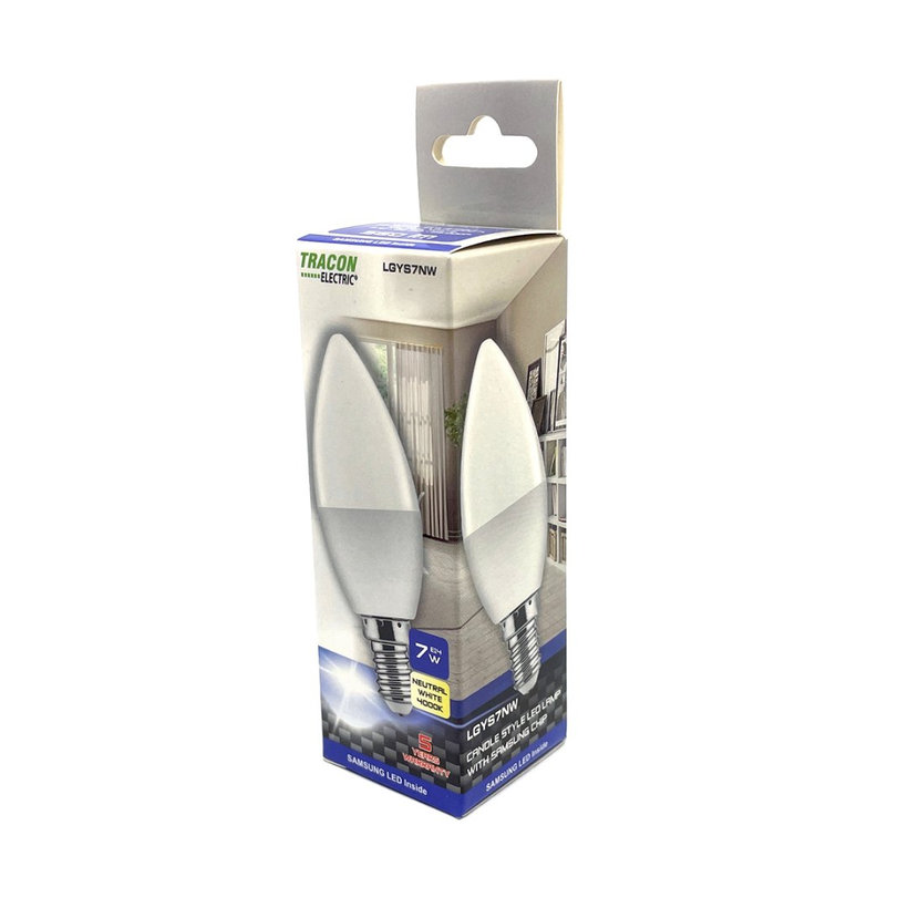 LED izzó gyertya E14 7W - semleges - chippel