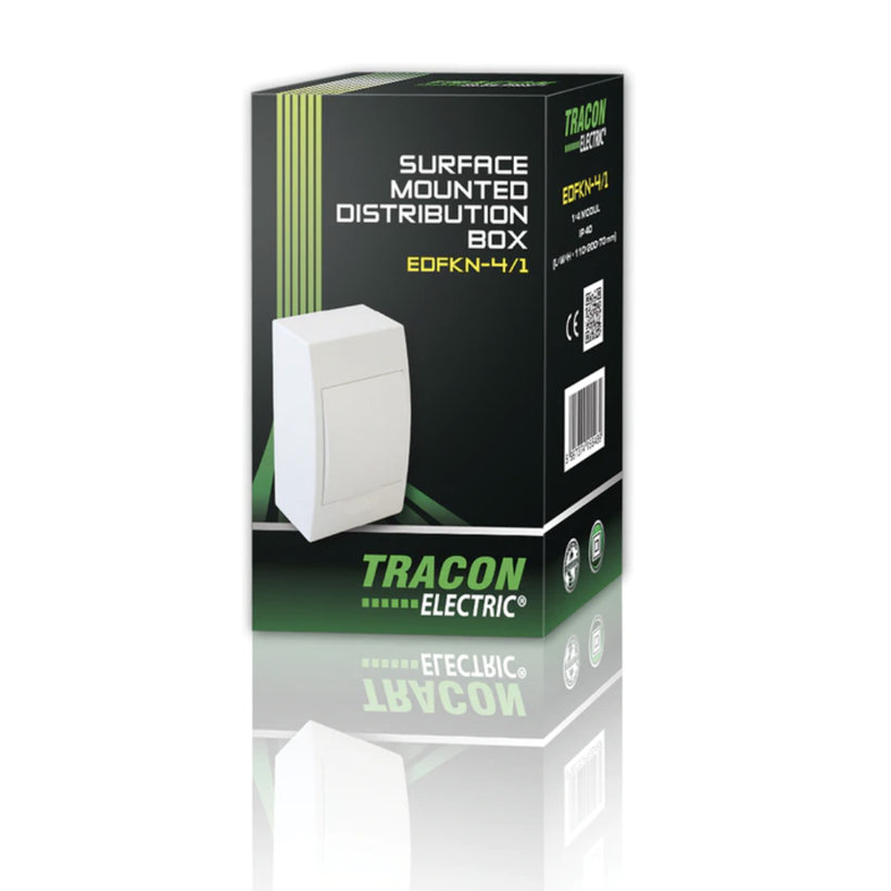 Falon kívüli elosztódoboz, fehér ajtóval, N/PE sínnel 110x200x70mm