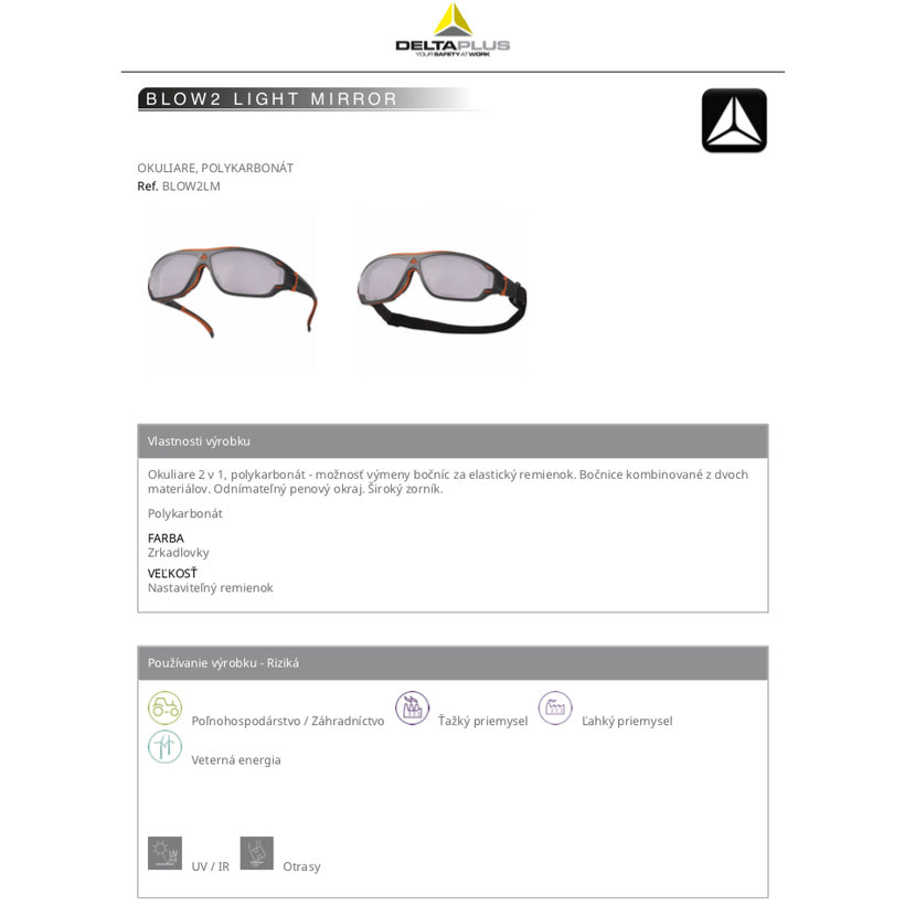 BLOW2 LIGHT MIRROR munkaszemüveg