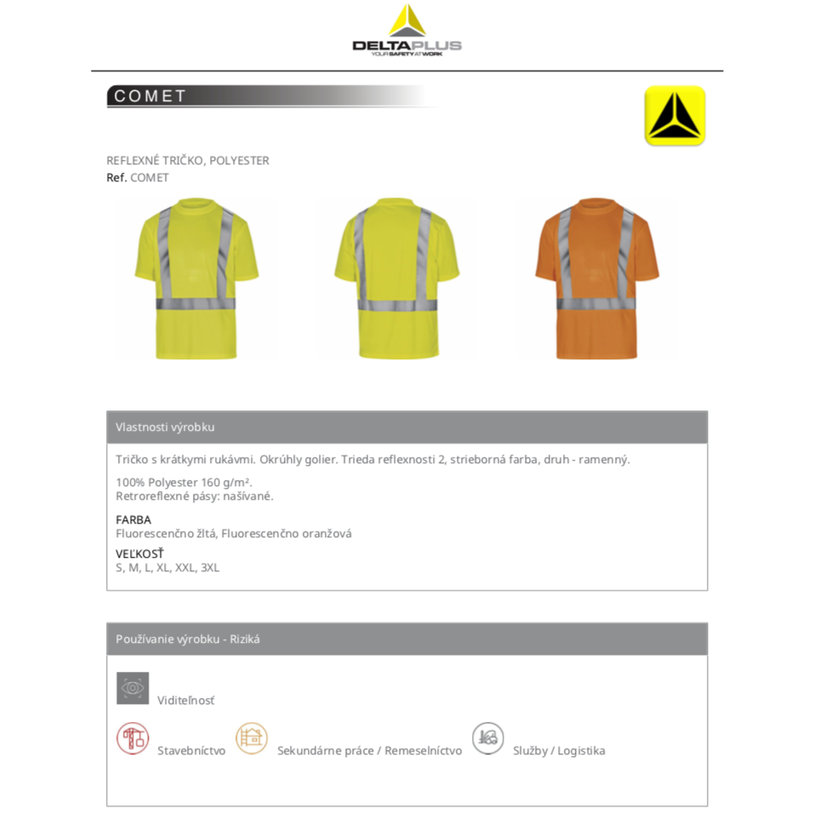 Fényvisszaverő póló COMET narancssárga XXL