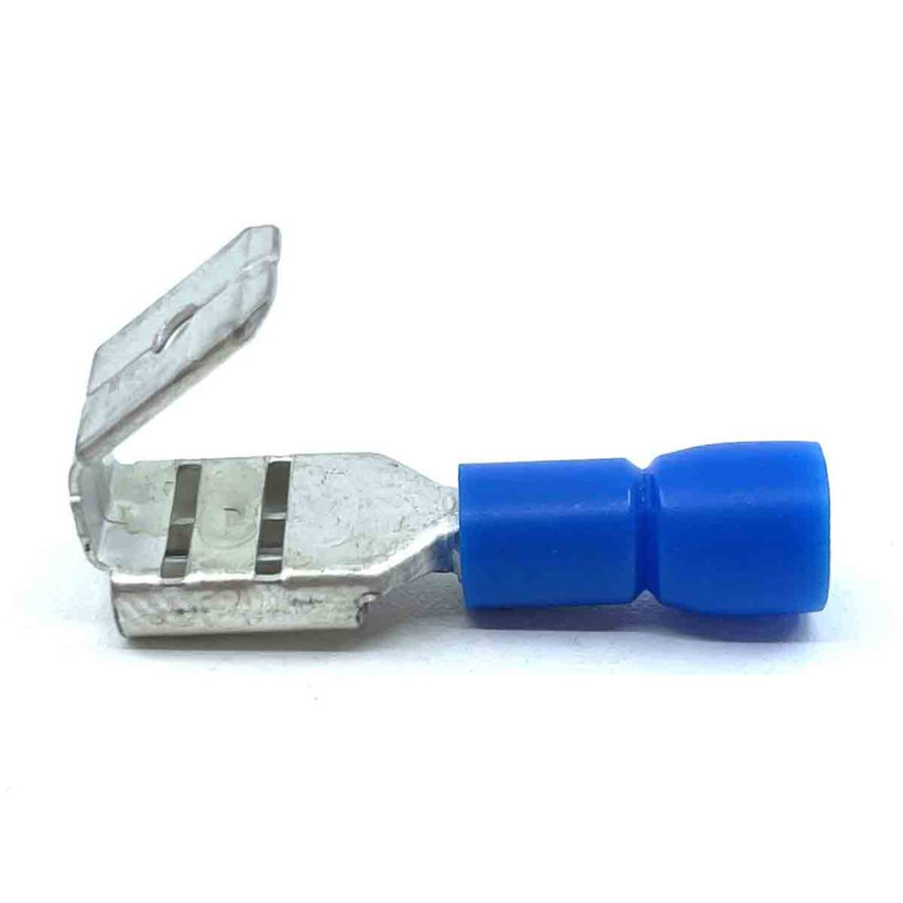 Szigetelt rátolható csatlakozó csap+hüvely, sárgaréz, kék 2,5mm²