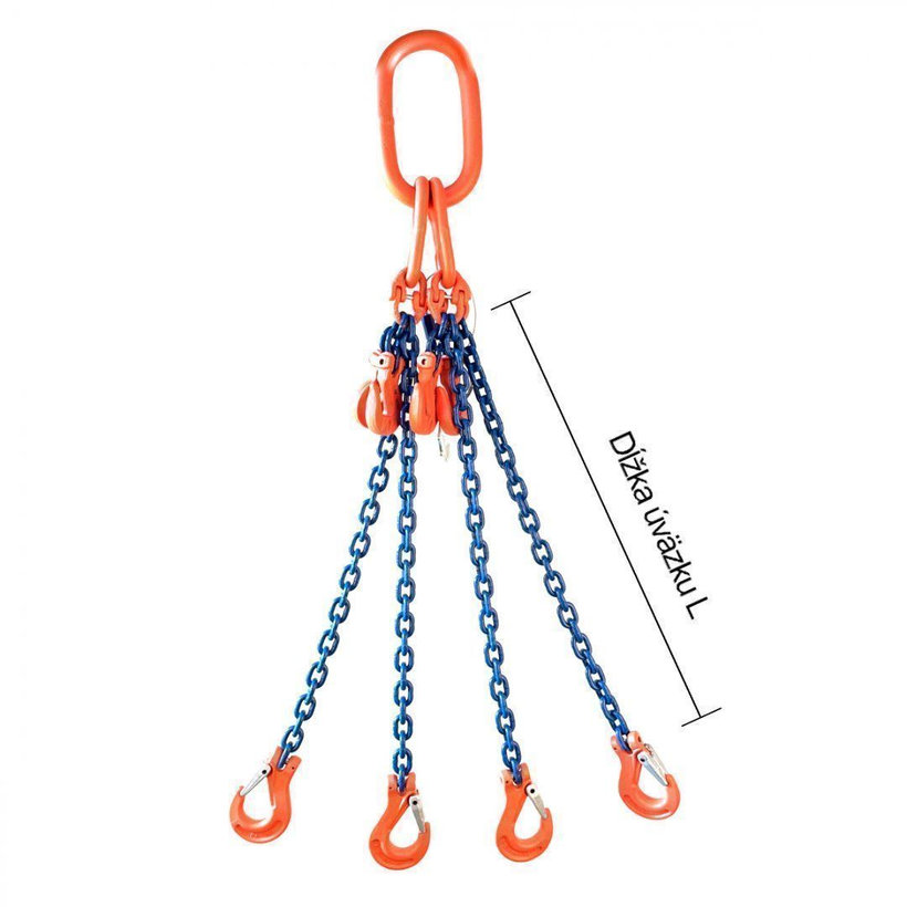 Láncos felfüggesztés szem-4 kampó 100 o. rövidítővel (8 m, 5300/3750 kg, 8 mm)