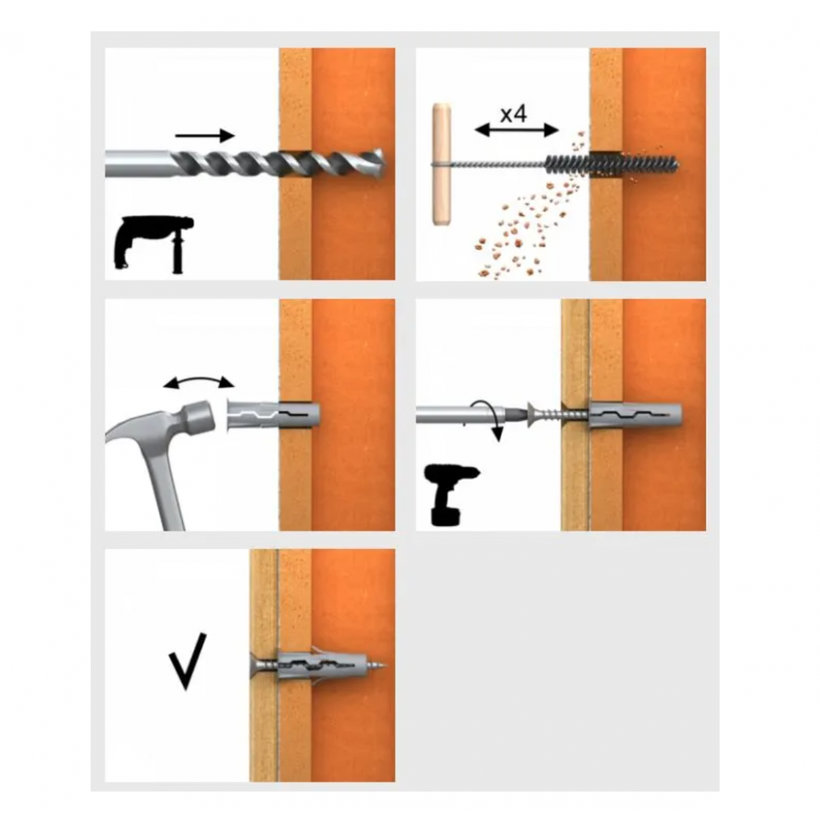 Univerzális távtartó tipli - szürke 10x36 mm