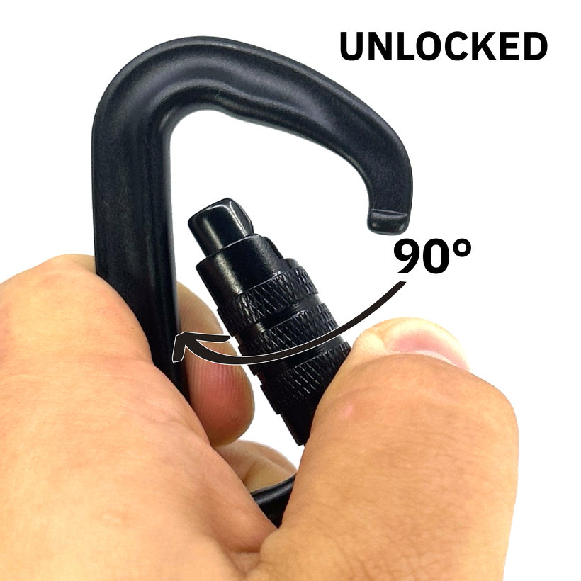 Alumínium karabiner twist lock 80 mm - fekete