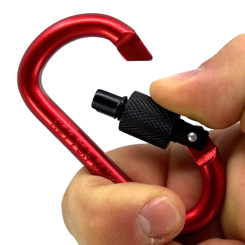 Alumínium karabiner biztosítékkal - piros