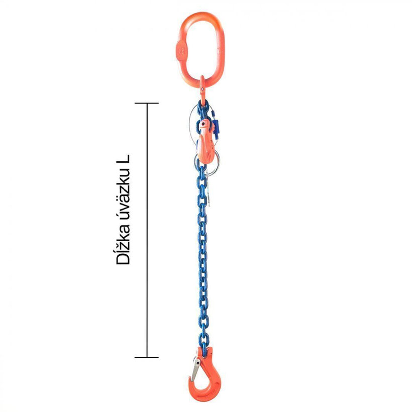 Láncos felfüggesztés szem-kampó 100 o. rövidítővel (0,5 m, 2500 kg, 8 mm)