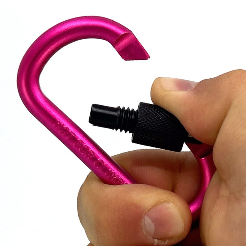 Alumínium karabiner biztosítékkal - rózsaszín