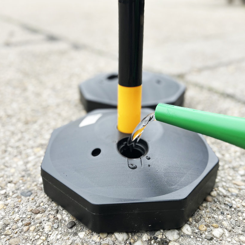 Tartóoszlop jelzőlánchoz fekete-sárga 90cm