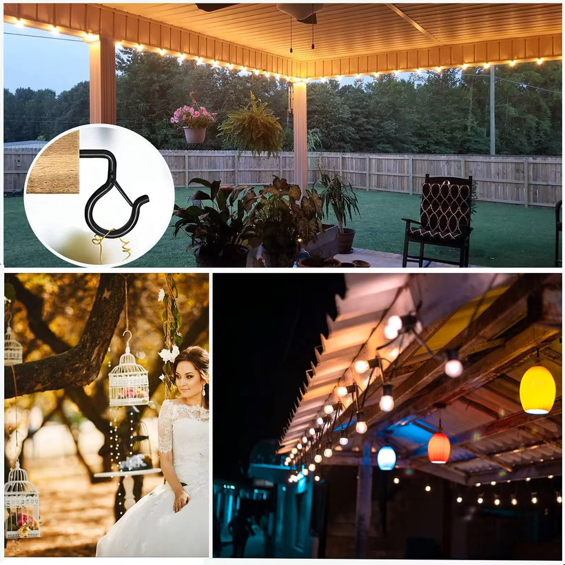 Dekoratív szem csavarral, cserép rögzítéséhez - fekete