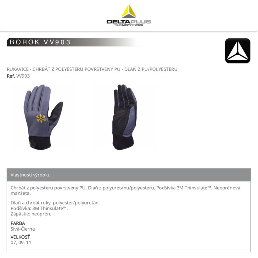 Hőszigetelő munkakesztyű BOROK VV903 11