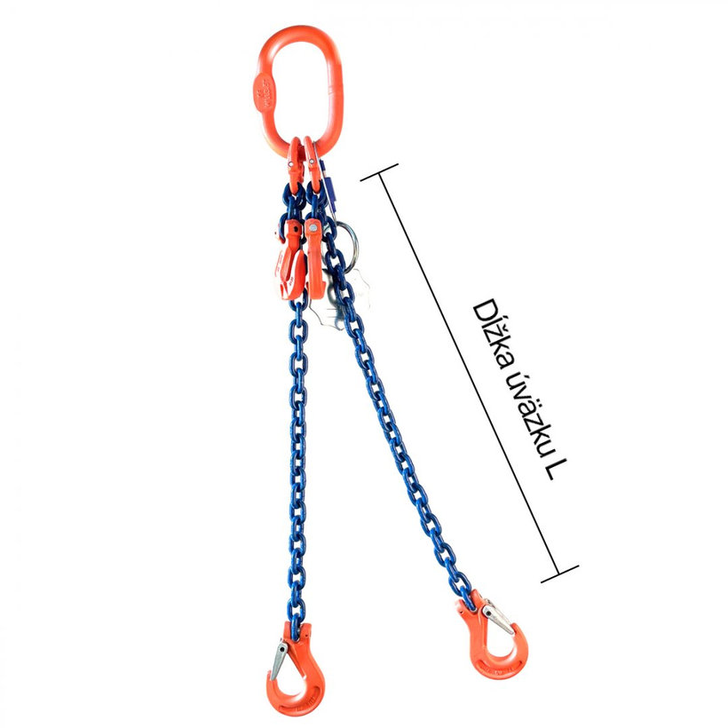 Láncos felfüggesztés szem-2 kampó 100 o. rövidítővel (0,5 m, 2000/1400 kg, 6 mm)