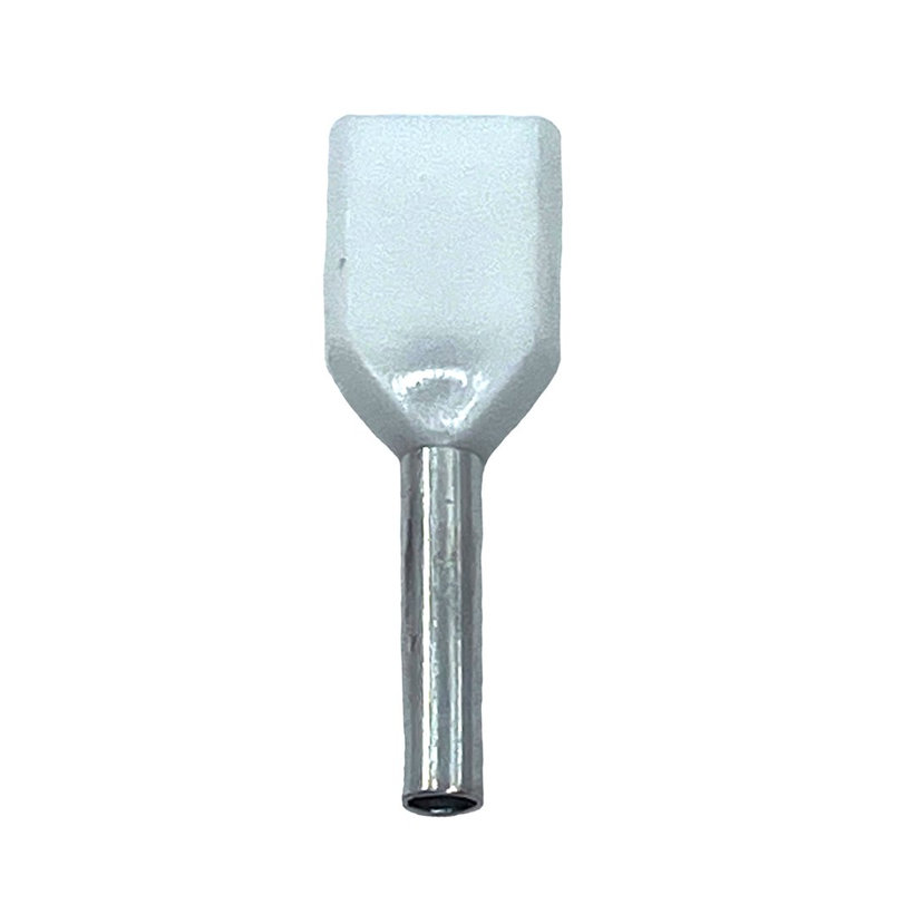 Szigetelt iker-érvéghüvely, ónoz. elektr.réz, fehér 0,5mm²