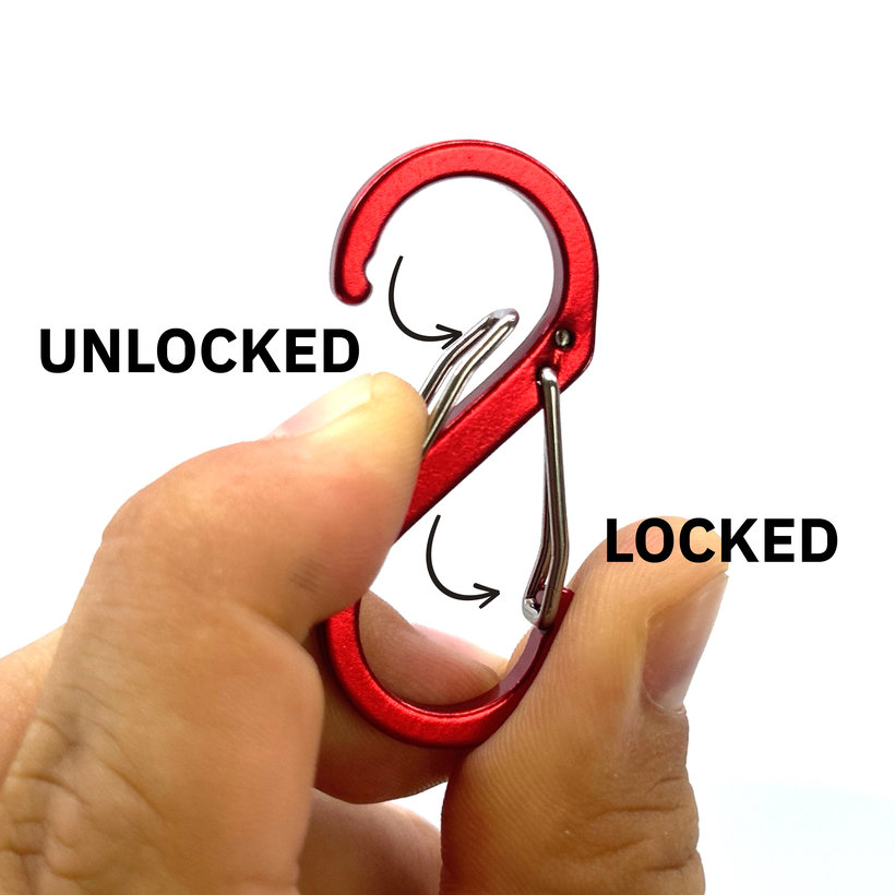 Dekoratív karabiner S-kampó alakú 50 mm - piros